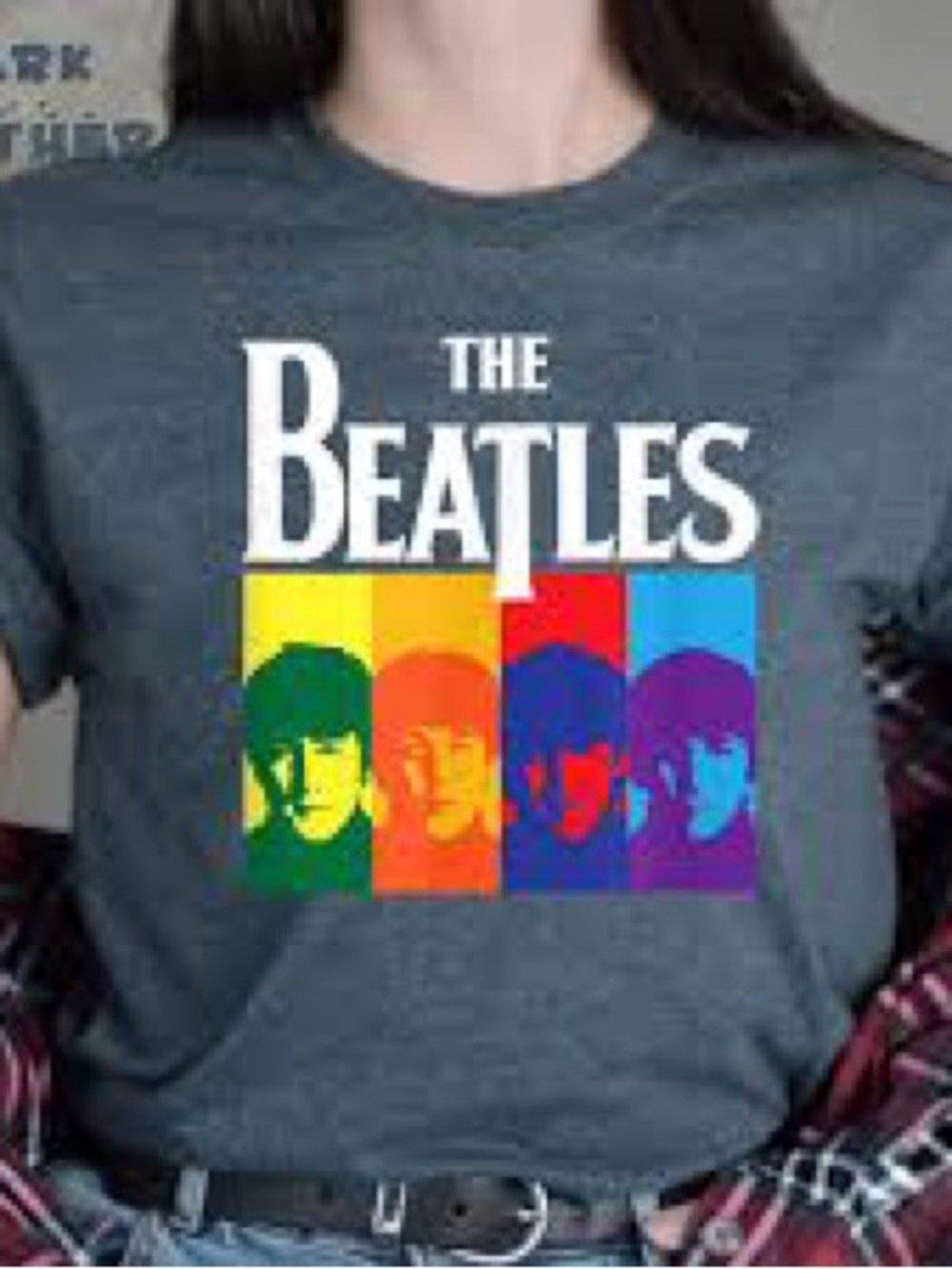 The Beatles Kids Charcoal Tee with Rainbow Portrait Panels